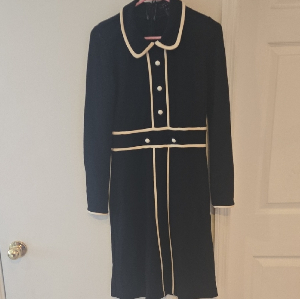 Pink Tartan Black Dress with White Trim